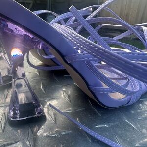 New Lavender Strappy Wrap Around heels with Purple Acrylic Heel Size 39
